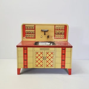 Vintage 1950 WOLVERINE Childs Play Kitchen Sink Cabinet Tin Litho Metal Doll Toy - Picture 1 of 17