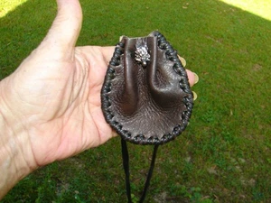 Borsa per medicinali in pelle di cervo nativi americani, sacchetto per collana in pelle di cervo lupo, 3" - Foto 1 di 7