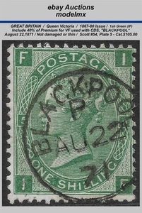 Great Britain - 1867, 1sh Green, (IF), SG117, Plate 5, VF - CDS, Cat.$105.00 - Bild 1 von 2