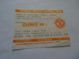 Ticket Dundee – Rangers 1999 Scotland - Picture 1 of 1