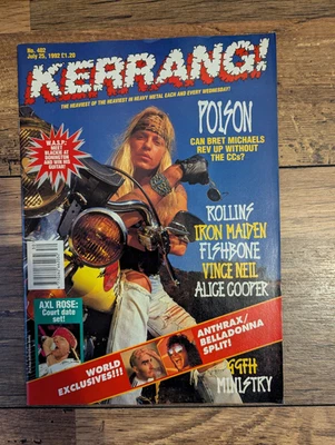 Kerrang! 402 Poison, Axl Rose, Rollins, Iron Maiden, Fishbone, 4 Posters - Image 1 of 4