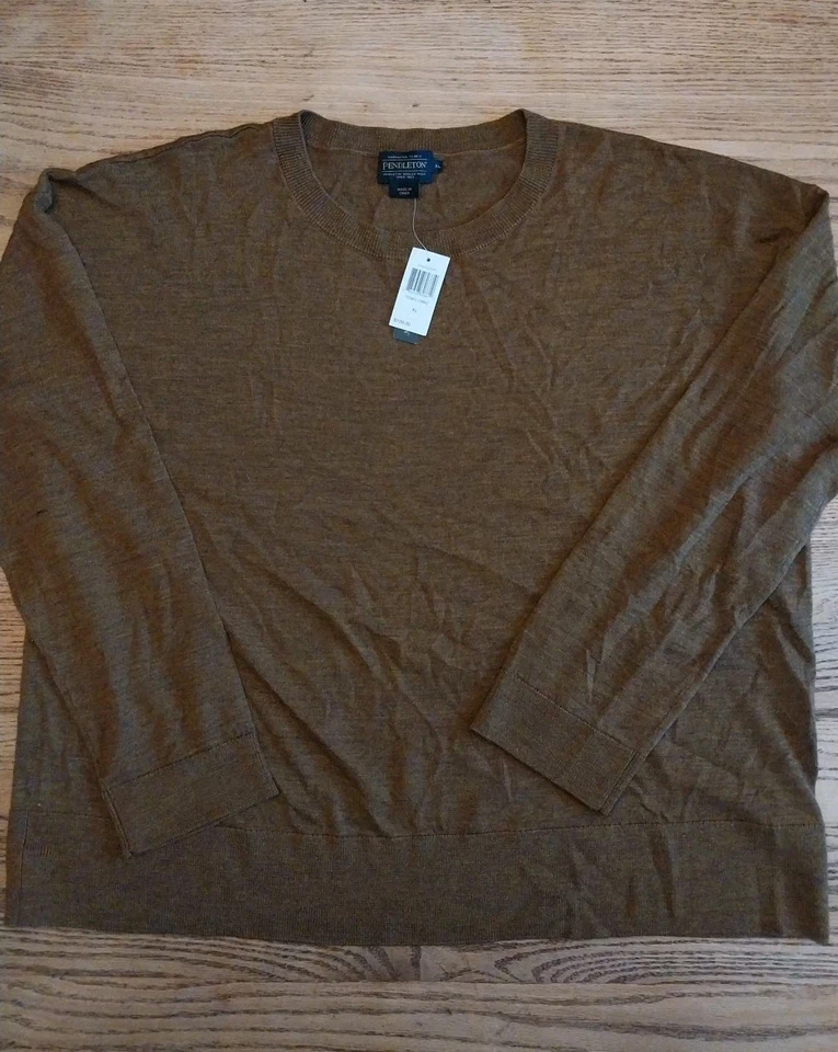 NWT Pendleton 100% Merino Wool Crewneck Sweater Brown Mens Sz XL $109 - Image 1 of 4