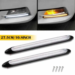 DRL Headlight Strip LED Lights Daytime Running Dynamic Turn Signal Lamp 1/2Set - Picture 1 of 22