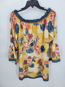 Vestido Flying Tomato Para Mujer XS Amarillo Floral Manga Campana Artístico Boho Fluido - Imagen 1 de 10