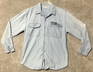 Vintage Guess Jeans Shirt Mens Large Light Blue Denim Button Up Made USA 90s - Picture 1 of 13