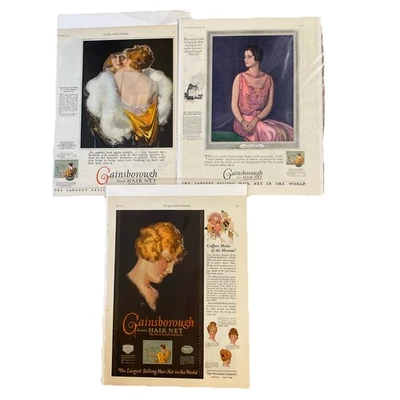 Lote de 3 anuncios de red de cabello Gainsborough años 20 glamour aleta mujer moda nuevo Foto 1 de 4