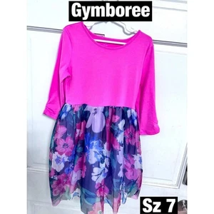 Gymboree Girls Pink fit and Flare With Floral bottom Sz 7 - Picture 1 of 7
