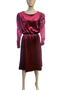 Vintage Dress J.M. II Women's 70's 80's Size 8 Purple Long Sleeve - Picture 1 of 18