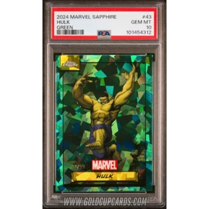2024 Topps Marvel Sapphire #43 Hulk Green Refractor #/99 PSA 10 - Picture 1 of 2