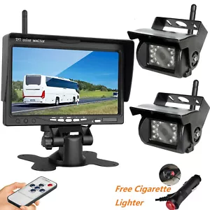 7" Wireless Dual Rear View Backup Camera and Monitor Kit for Caravan RVs Truck - Picture 1 of 24