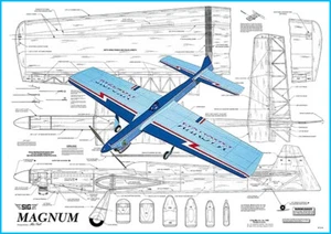 Model Airplane Plans (UC): Sig MAGNUM 60" Wingspan Stunt for .40-.60 Engine - Picture 1 of 3