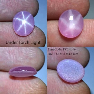 6,95 ct 12,8 x 11 mm ovaler rosa Sternsaphir 6 Strahlen Laborgefertigt Korund PST10376 - Bild 1 von 6