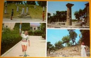 1968 Olympic Games Mexico Original THE OLYMPIC FLAME Olympia Greece POST CARD - Picture 1 of 4