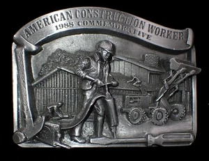 1988 AMERIKANISCHER BAUARBEITER GEDENK GÜRTELSCHNALLE #114/5000 SCHÖN! - Bild 1 von 2