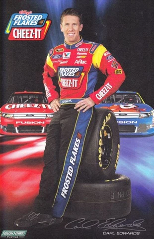 2012 Carl Edwards Frosted Flakes Cheez-It Ford Fusion NASCAR postcard Cover