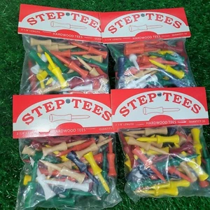 140 Step Tees Golf Tees 2 1/8" Madera Dura Multicolor 4 paquetes de 35 Tees - Imagen 1 de 3