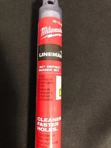 New Milwaukee Linemans Impact Auger 48-13-6907 13/16 in x 30 in Shockwave - Picture 1 of 10