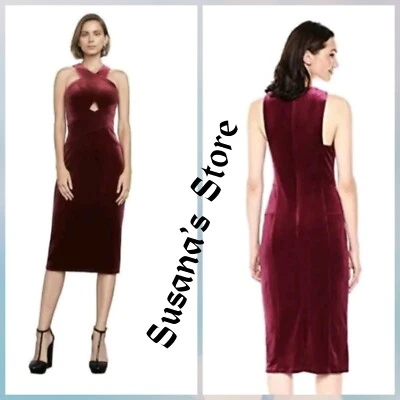 NWT BCBGMAXAZRIA SIZE S MAREN VELVET HALTER CUTOUT MIDI DRESS  ELEGANT $198 - Imagem 1 de 4