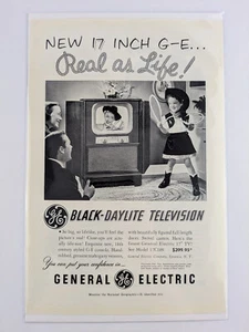 Anuncio impreso vintage 1951 para GE General Electric Black-Daylite Television 17C109 - Imagen 1 de 3