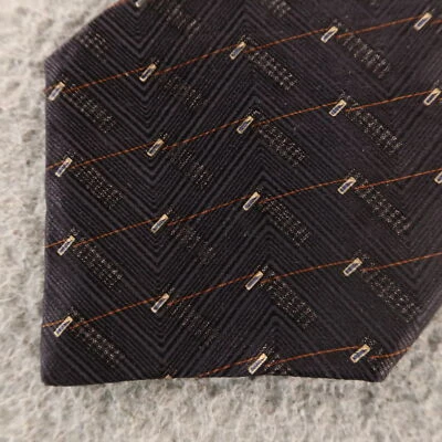 Bill Blass Tie Orange Geometric 100% Silk 4" - Image 1 of 4