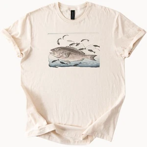 Japanische Fisch Kunst T-Shirt Ozean Meer Leben Grafik Tee - Bild 1 von 4