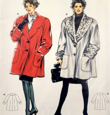 Vtg UC Burda 4920 Sew Pattern Misses Oversized Dress Coat Jacket Wool Sz 12-22 - Image 1 of 4