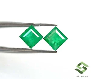 5 mm Certified Natural Emerald Square cut Pair 1.12 CTS Loose Gemstones - Picture 1 of 8