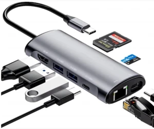 WTOLOVE USB C Hub, 8 in 1 USB C Adapter with PD 100W USB C Docking Station - Afbeelding 1 van 8
