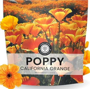 California Poppy Orange - Large 1 Ounce Packet - 20,000 Flower Seeds for Plantin - Picture 1 of 12