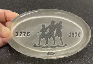 1976 Bicentennial Etched Glass Briefbeschwerer Signed Glen Jones #0571 - EUC - Bild 1 von 7
