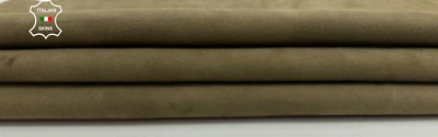 LIGHT KHAKI GREEN SUEDE Thin Soft Italian Lambskin leather 6sqf 0.5mm #C2273 - Image 1 of 4
