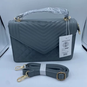 Handtasche gesteppt Klappe grau klassisch Umhängetasche AR New York Neu - Bild 1 von 5