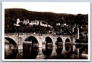 Echt Foto AK RPPC Heidelberg Deutschland Alte Brücke mit Blick auf Schloss - Bild 1 von 2