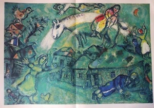 Marc CHAGALL "House In My Village" Original Offset Lithograph c.1969 Paris Art - Picture 1 of 10