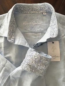 NWT ROBERT GRAHAM 2XL Blue Linen Blend Classic Fit BORSI Long Sleeve Shirt $198 - Picture 1 of 13