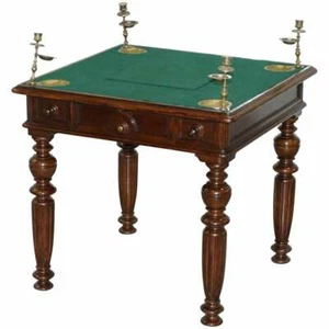 RARE VICTORIAN GAMES TABLE CIRCA 1840 DROP MIDDLE SECRET DRAWERS AND BUTTONS  - Picture 1 of 12