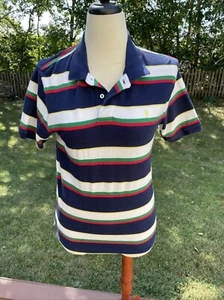 Polo Ralph Lauren Boys L/16/18 Striped Navy/Green/Red/Yellow Cotton Short Sleeve - Picture 1 of 14