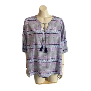 Peter Alexander Pyjama Top Wm Sz XL 16 Lounge Night Shirt Cotton Blue White - Picture 1 of 13