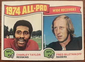 1975 Topps Football #201 "All-Pro Wide Receivers" HOFS (Biletnikoff / Taylor) - Picture 1 of 2