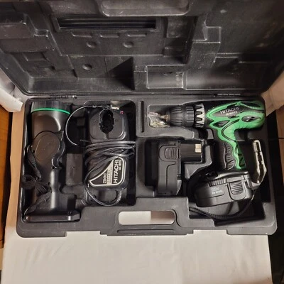 Hitachi DS18DVF3 18V 1/2” Taladro atornillador 2 baterías Cargador Linterna y estuche, b-x Foto 1 de 4
