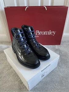Russell & Bromley Trailblazer Black Lace Up Boots Leather Size 12/46 - Picture 1 of 8