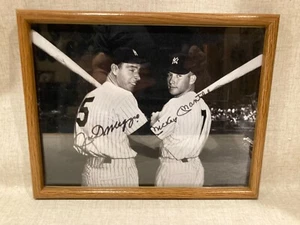 New York Yankees JOE DiMAGGIO & MICKEY MANTLE Framed 9X12 SIGNED REPRINT PHOTO - Picture 1 of 2