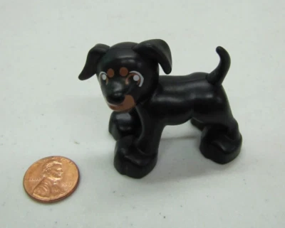 Lego Duplo Black Puppy Dog Pet W/ Brown Accents For Farm Farmer House - Image 1 of 3