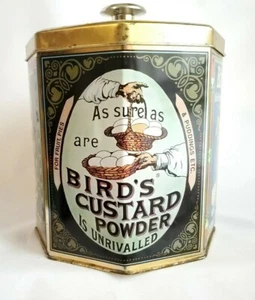 Vintage Birds Custard Powder Tin Metal Can Container Made In England - Picture 1 of 8