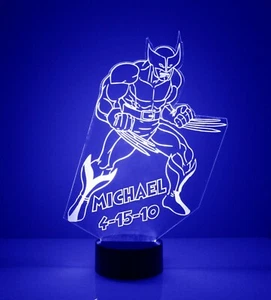 Wolverine X-Men Light Up, Personalized FREE, LED Night Light Lamp + Remote - Picture 1 of 8