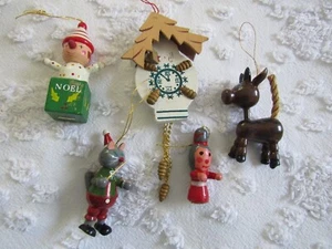 Mixed Lot of 5 Vintage Wooden Ornaments 1980 - Picture 1 of 6