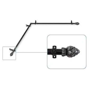 Bud 13/16 in. Dia 66-120 in. L Corner Window Single Curtain Rod in Black - Picture 1 of 4