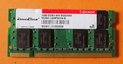 Barrette Ram DDR2 800 Sodimm InnoDisk  2Gb  PC2-6400S  666 M2SK-2GHF6C06-E - Photo 1/2