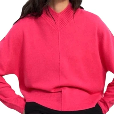 Suéter de Cachemira Atlas Cuello Alto Theory Se Ajusta a Talla XS Cuadrado Rosa Caliente Foto 1 de 4