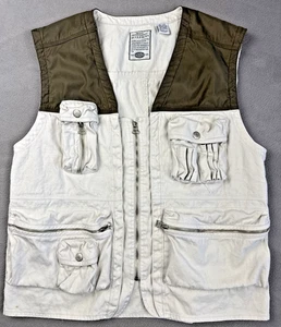 Vintage Bugle Boy Fishing Vest Khaki Multi-Pocket Hunting Safari Large - Picture 1 of 12